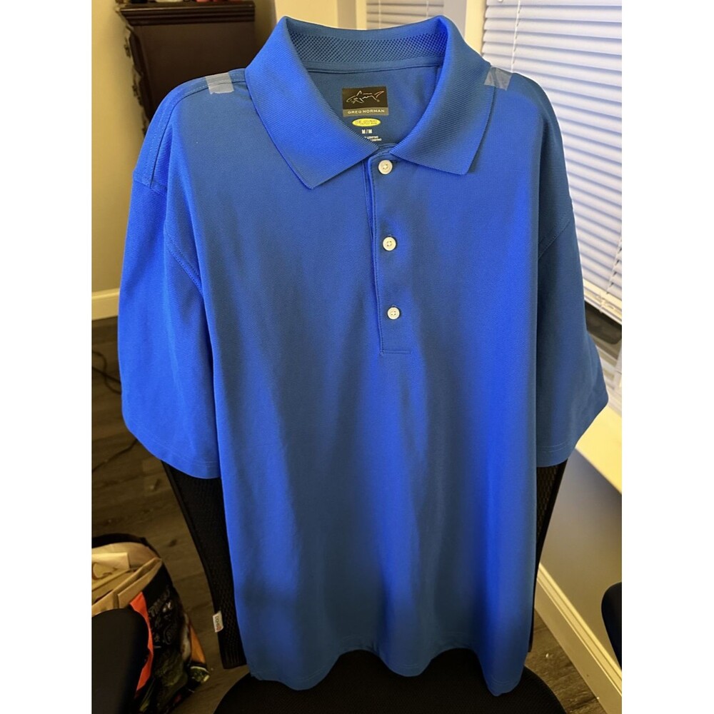Greg Norman Black PlayDry Polo Shirt Shark Logo Golf Performance Men’s Size M
